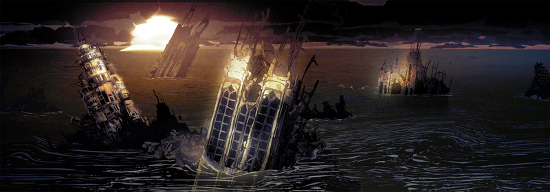 Illustration for article titled The story of a cat and two humans, trying to survive in post-apocalyptic, underwater Brooklyn